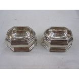Pair of George I trencher salts, Britannia standard silver, of rectangular form, engraved to base IB