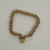 9ct rose gold curb-link bracelet with padlock clasp, 9.3g approx.