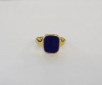 18ct gold and lapis lazuli mounted signet ring, 5g approx. in total Condition ReportApprox size '