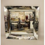 Philippe Starck square plate mirror in a mirrored cushion frame, signed Starck , 105cm Condition