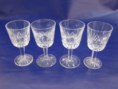 Suite of Waterford cut glass 'Lismore' viz:- 12 large tumblers, 10 smaller tumblers, 10 stemmed