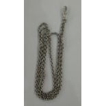 Silver-coloured metal long oval link chain with bolt ring, 19g approx. Condition ReportApprox 95cm
