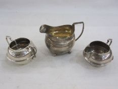 Silver two handled sugar bowl and cream jug by Charles Boyton & Son Ltd, London 1922, each of