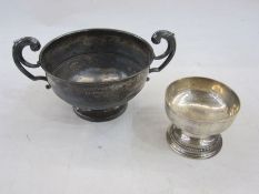 Silver pedestal bowl by Thomas Bradbury & Sons Ltd, Sheffield 1923, the circular base with gadrooned