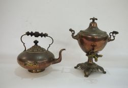 Copper samovar and a copper kettle/teapot (2)