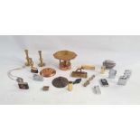 Assorted metalware items to include copper ware, a selection of table lighters to include Ronson,