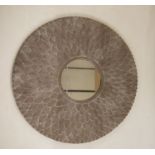 Modern circular Oka mirror in moulded frame, 54.5cm diameter