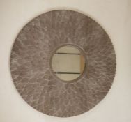 Modern circular Oka mirror in moulded frame, 54.5cm diameter