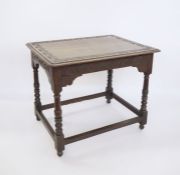 18th century and later oak table, the rectangular top with moulded edge and rounded corners,