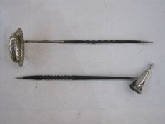 Silver George IV punch ladle, the bowl with gadrooned rim and whale bone handle, London 1829 and a