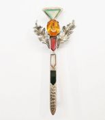 Scottish silver and hardstone kilt pin set citrine-coloured stones and various coloured agates,