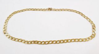 14K gold contemporary necklace of flattened angular and oval links, 50cm approx., 32.5g, 585 mark