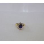 18ct gold, sapphire and diamond ring set central oval sapphire, 8mm x 5mm approx. 2.04ct approx.,