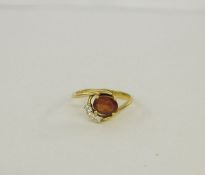 18ct gold, diamond and citrine-coloured stone cluster ring, 4g approx. in total