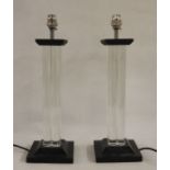 Pair of modern table lamps by David Hunt Lighting Ltd, in clear perspex quatrefoil section