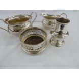 WITHDRAWN   EPNS wine coaster, an EPNS sugar bowl and matching cream jug, a set of six pairs of
