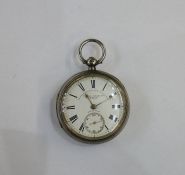 Silver open-faced railway watch, Chester 1878, the white enamel dial marked 'Thomas Wheeler,
