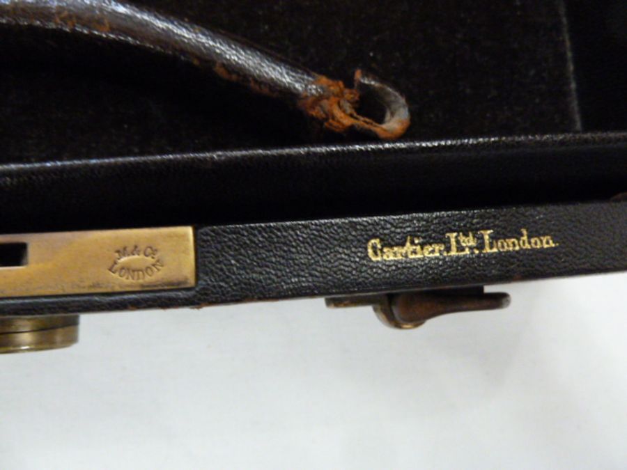 Cartier Limited, London, brown leather travelling jewel box, brown velvet lined with trays and - Image 2 of 3