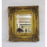 20th century rectangular mirror in moulded gilt-effect frame, bevel edged rectangular plate, 43cm