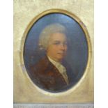 Unattributed Oil on canvas Head and shoulders portrait of gentleman in a wig, labelled verso 'Samuel