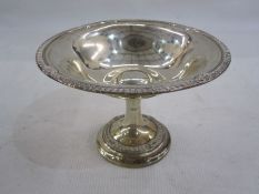 Silver comport by A & J Zimmerman Ltd, Birmingham 1908, the circular bowl with shell and gadrooned