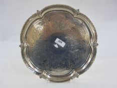 Victorian silver salver of lobed circular form with floral engraved decoration, Birmingham, Horace