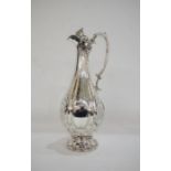 EPNS plated claret jug engraved with vines, a Bacchus mask and engraved initials