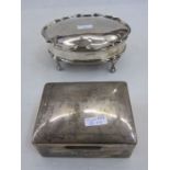 Silver dressing table jewellery box by Lee & Wigfull, Sheffield 1910, of shaped oval form with