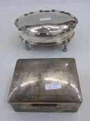 Silver dressing table jewellery box by Lee & Wigfull, Sheffield 1910, of shaped oval form with
