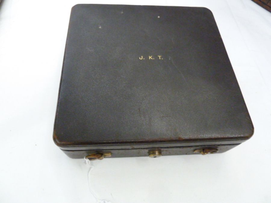 Cartier Limited, London, brown leather travelling jewel box, brown velvet lined with trays and