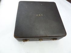 Cartier Limited, London, brown leather travelling jewel box, brown velvet lined with trays and