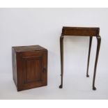 20th century walnut side table, the square top with carved corners, raised on cabriole legs and a