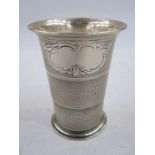 Continental 800 standard silver collapsible cup of circular form with flared rim, engraved cartouche