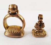 Georgian and gold coloured metal and intaglio carved rock crystal seal fob with initials FAC and a