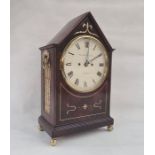 Circa 1800 bracket clock by Robert Roskell & Son, the mahogany triangular top with moulded edge,