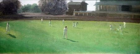 Douglas Stannus Gray (1890-1959) Oil on canvas "Cricket", with ink stamp for Spink Nevill Keating
