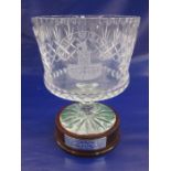 Cut glass golf presentation pedestal bowl for Ealing Golf Club, with foliate and cross cutting,