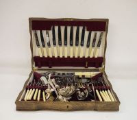Silver-plated canteen marked Ryals, in fitted box, with bone-handled knives