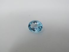 A GGIL (Global Gems International Laboratories) certified Brazilian AAA grade Blue oval mixed cut