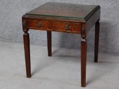A Georgian style mahogany lamp table fitted with frieze drawer on square tapering supports. H.61 W.