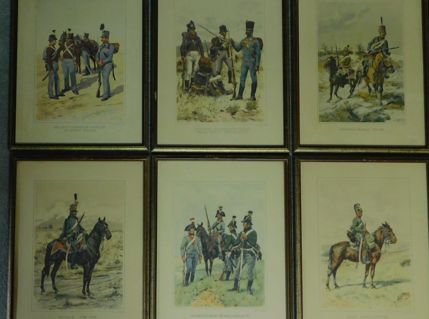 A framed and glazed collection of twenty one military prints. 44x34cm - Image 5 of 6
