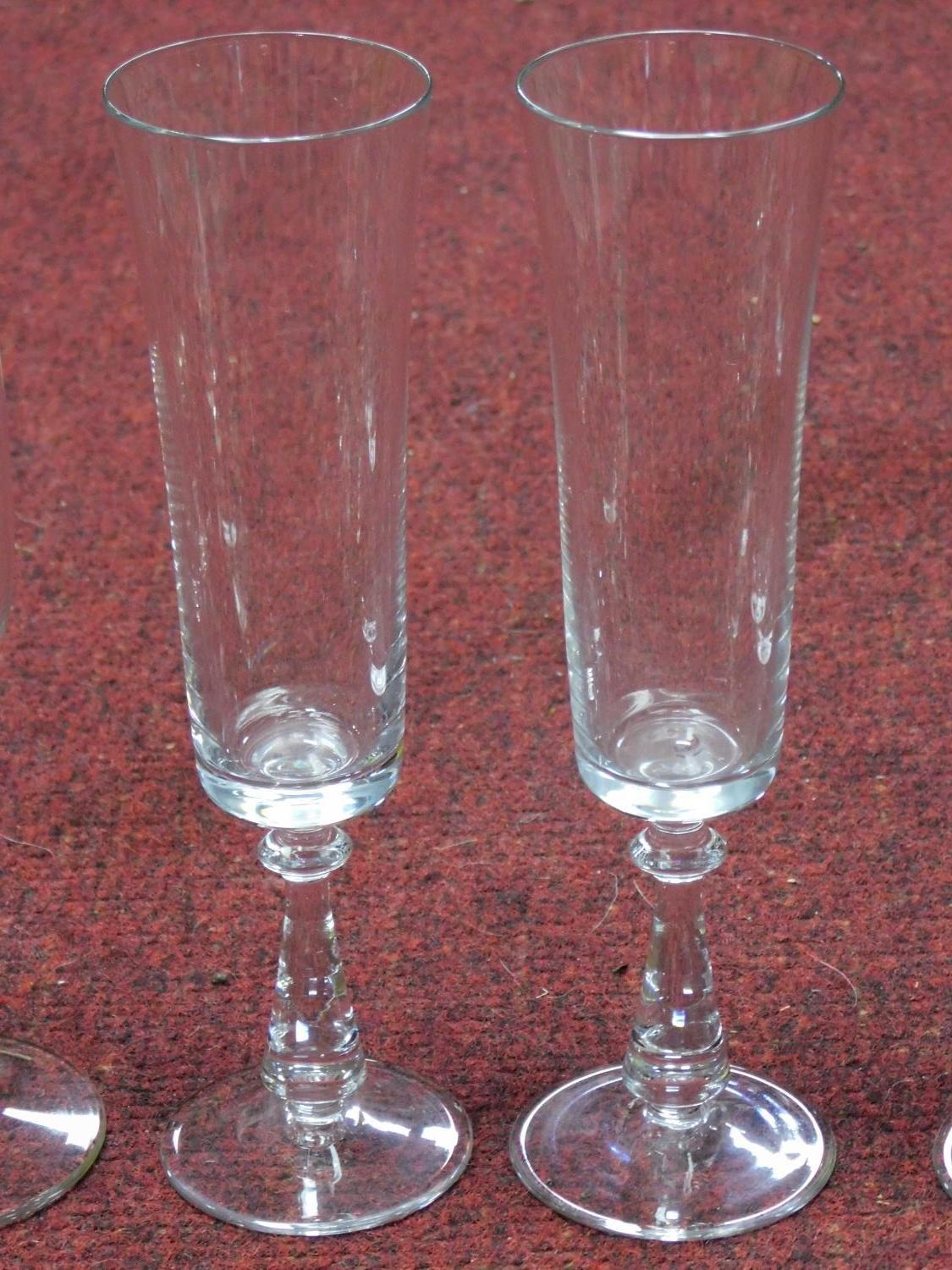 A collection of vintage glasses including a set of six brandy glasses, four engraved shot glasses, a - Image 5 of 6