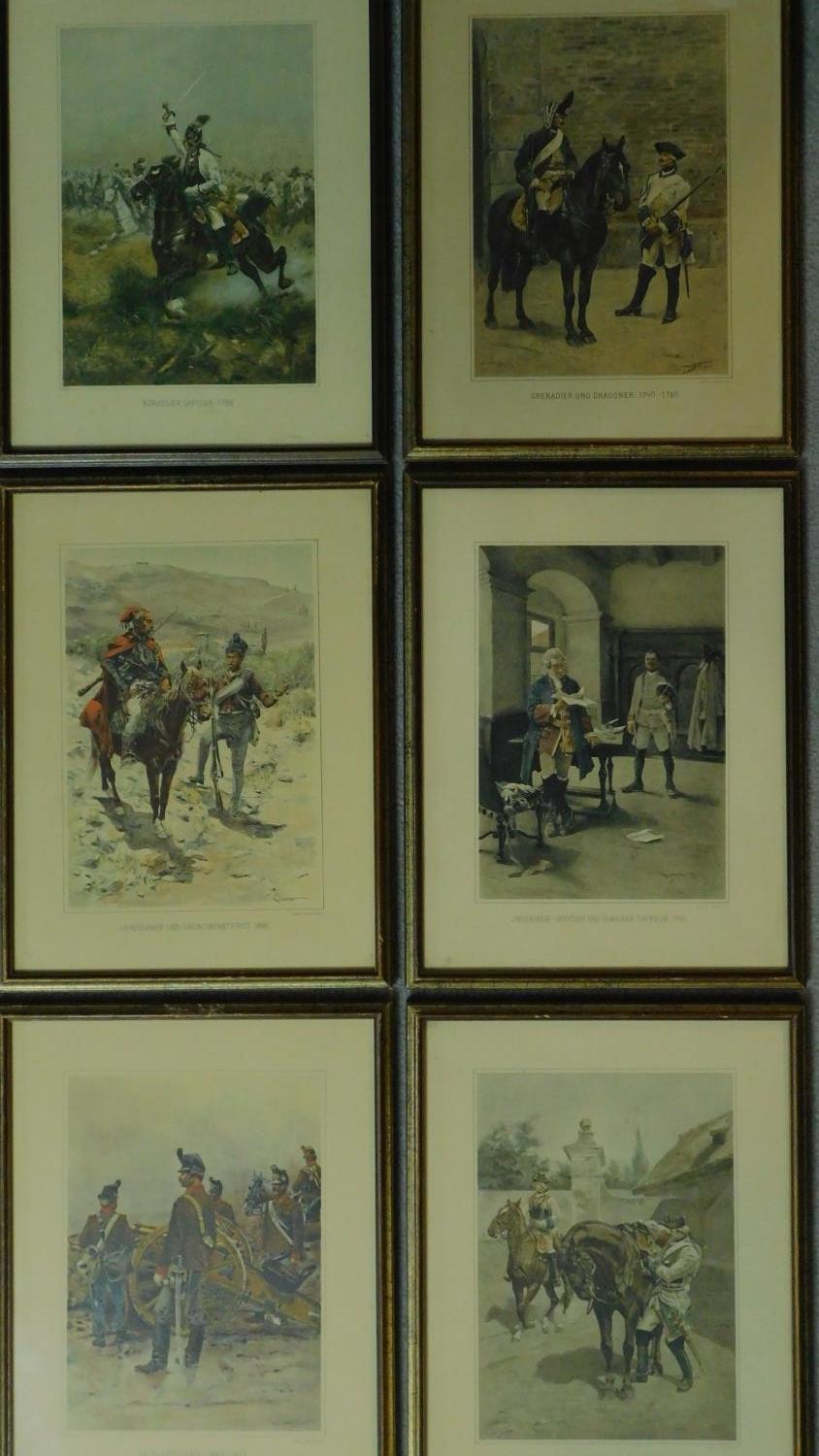 A framed and glazed collection of twenty one military prints. 44x34cm - Image 2 of 6