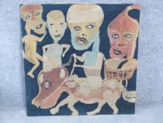 A batik with paint on fabric by Austro-Nigerian artist Chief Susanne Wenger MFR, also known as