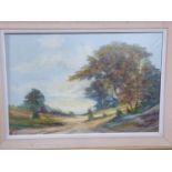 A framed oil on canvas landscape by Dutch artist H.V. Wehler. Signed by artist. 109.5x79cm.