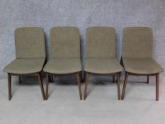 A set of four vintage style beech framed dining chairs in grey upholstery. H.87cm