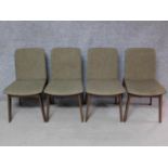 A set of four vintage style beech framed dining chairs in grey upholstery. H.87cm