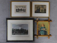 Four framed and glazed antique lithographs of different subjects. 47x38cm (largest)