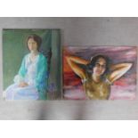Two oils on canvas, one titled 'Betty Mews self portrait', signed by Williams, and the other
