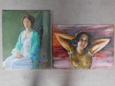 Two oils on canvas, one titled 'Betty Mews self portrait', signed by Williams, and the other